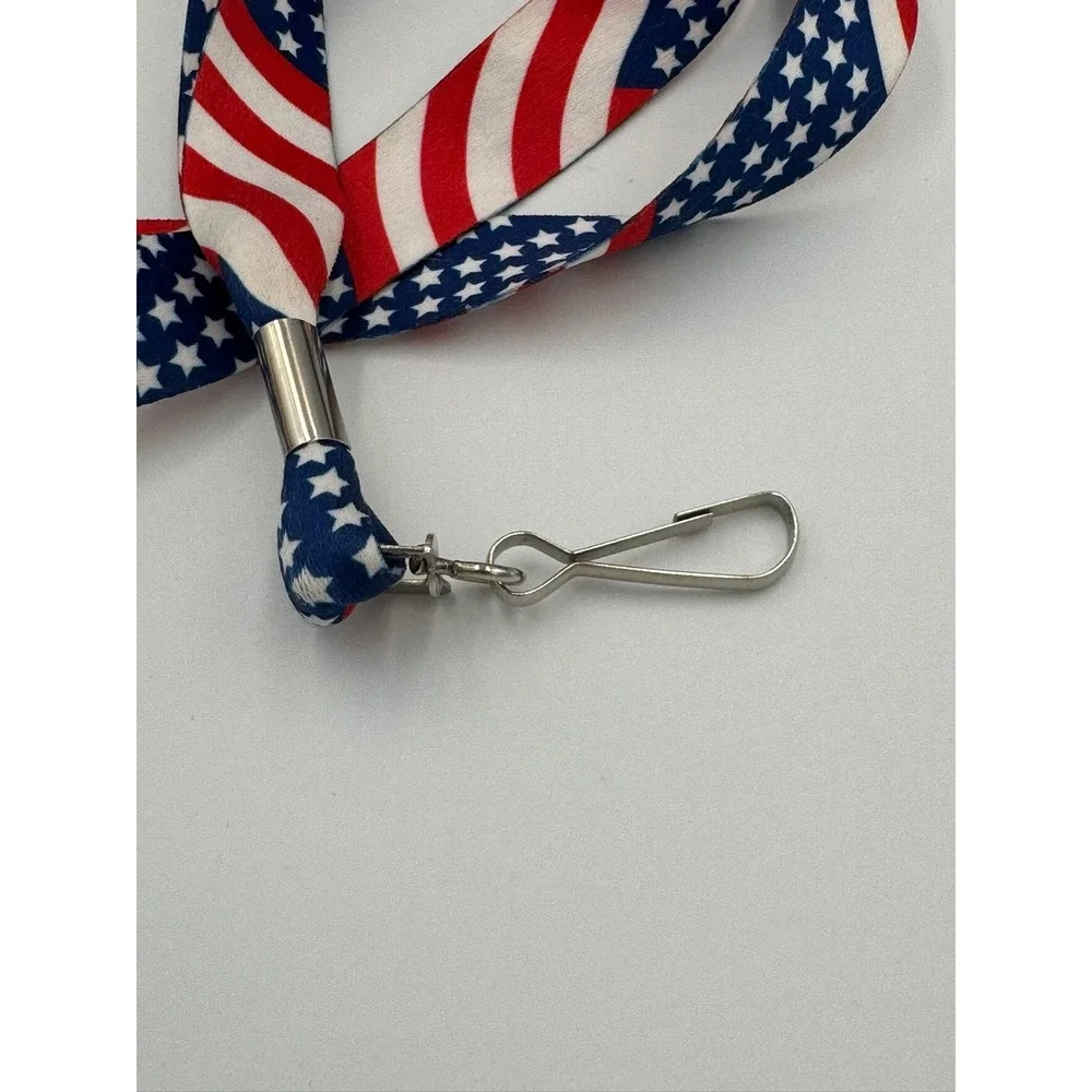 USA‎ American Flag Lanyard Patriotic Stars Stripes ID Badge Key Holder
